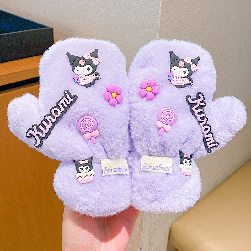 Guantes DIY para niñas Kolomi otoño y invierno para niños calientes dedos de punto para niñas de punto de lana caliente cinco dedos