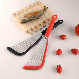 不锈钢硅胶煎鱼铲子翻鱼铲牛扒煎铲厨房不粘锅铲烹饪厨具耐高温