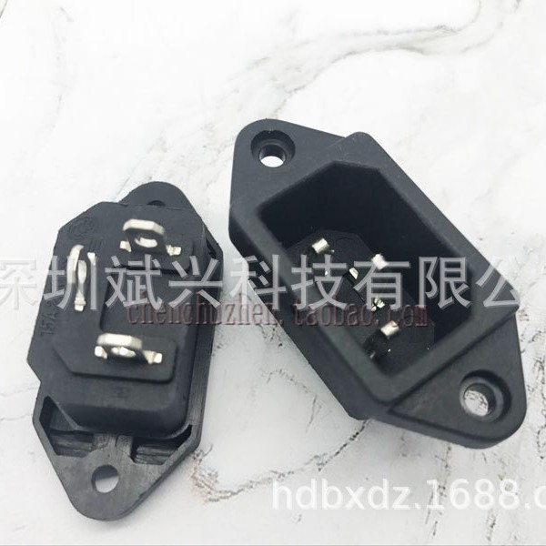 AC电源插座 特殊品字插座 两竖一横铜15A带固定螺丝孔插座AC-01B