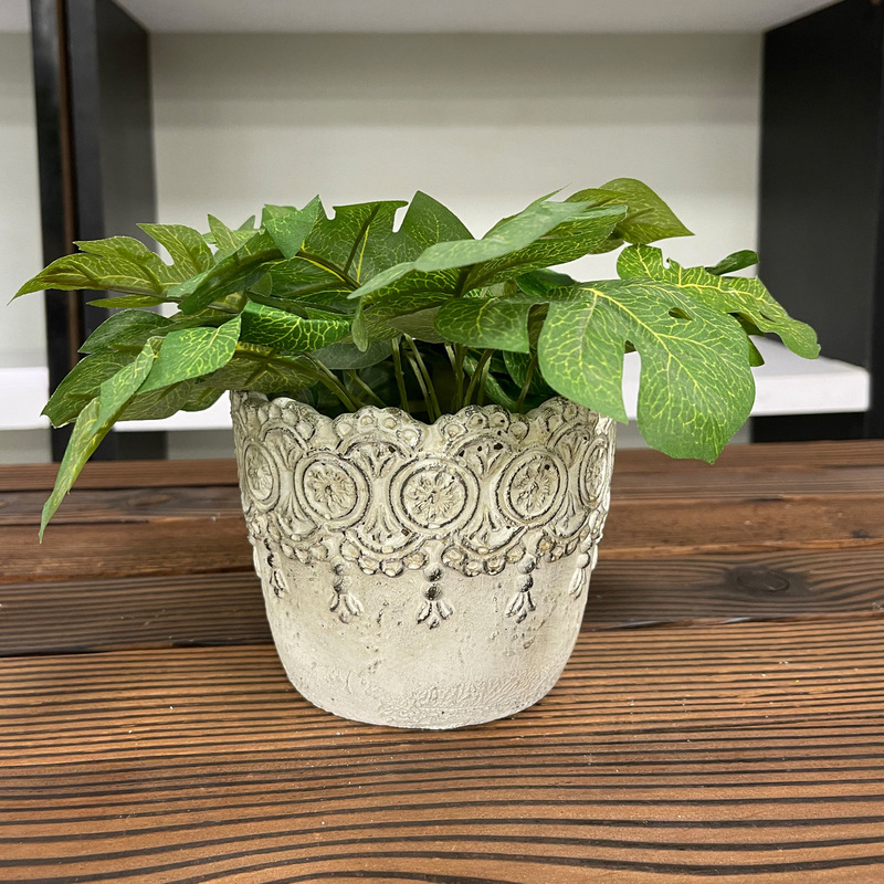 多肉植物拼盘花盆田园清新水泥复古花盆蕾丝边居家园艺用品组合盆|undefined