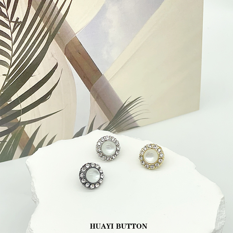 Chanel Style Shirt Metal Button Cat's Eye Lace with Diamond Button Shirt Cardigan Sweater Button Cufflinks Collar Button