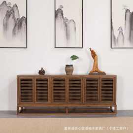 老榆木禅意中式家用餐边柜家用客厅玄关茶具收纳柜酒店民宿储物柜