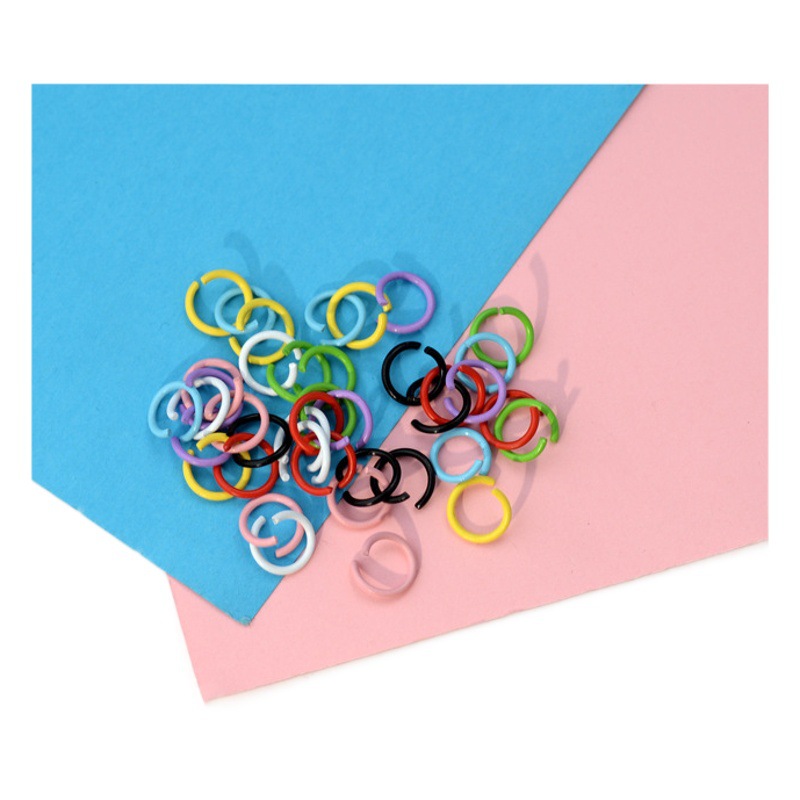 DIY pintura color anillo abierto anillo de conexión de metal hecho a mano solo anillo pulsera collar de color caramelo llavero material