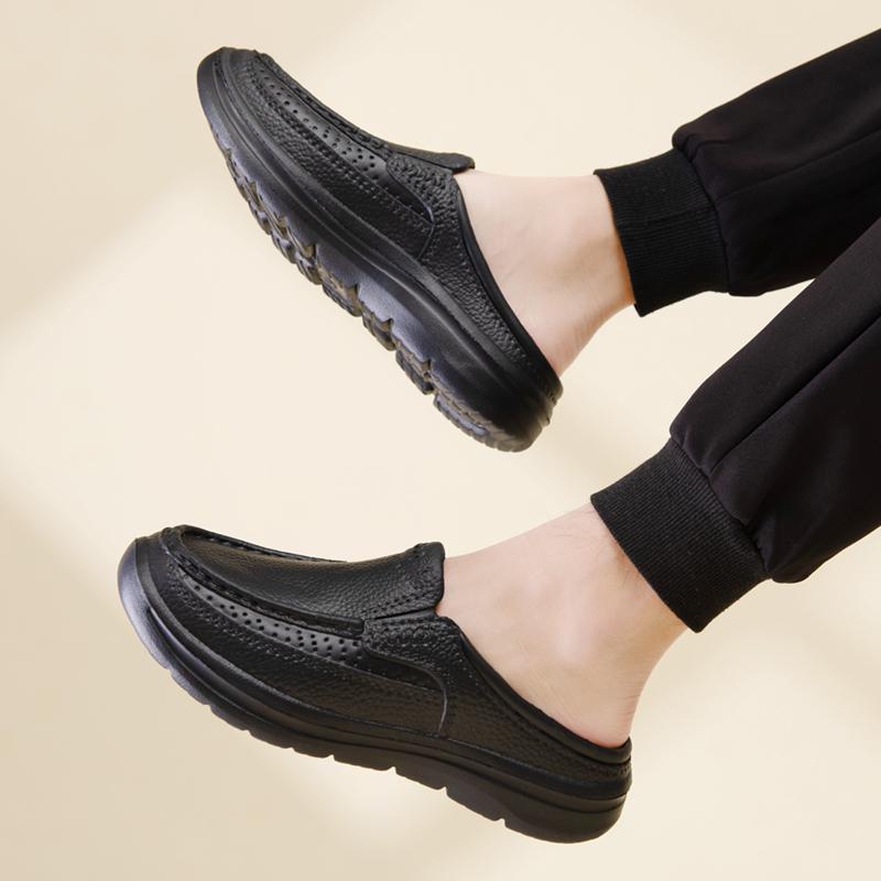 New thick ultra lightweight shock absorber layer cowhide top soft sole breathable business casual leather shoes for men_voghion.com