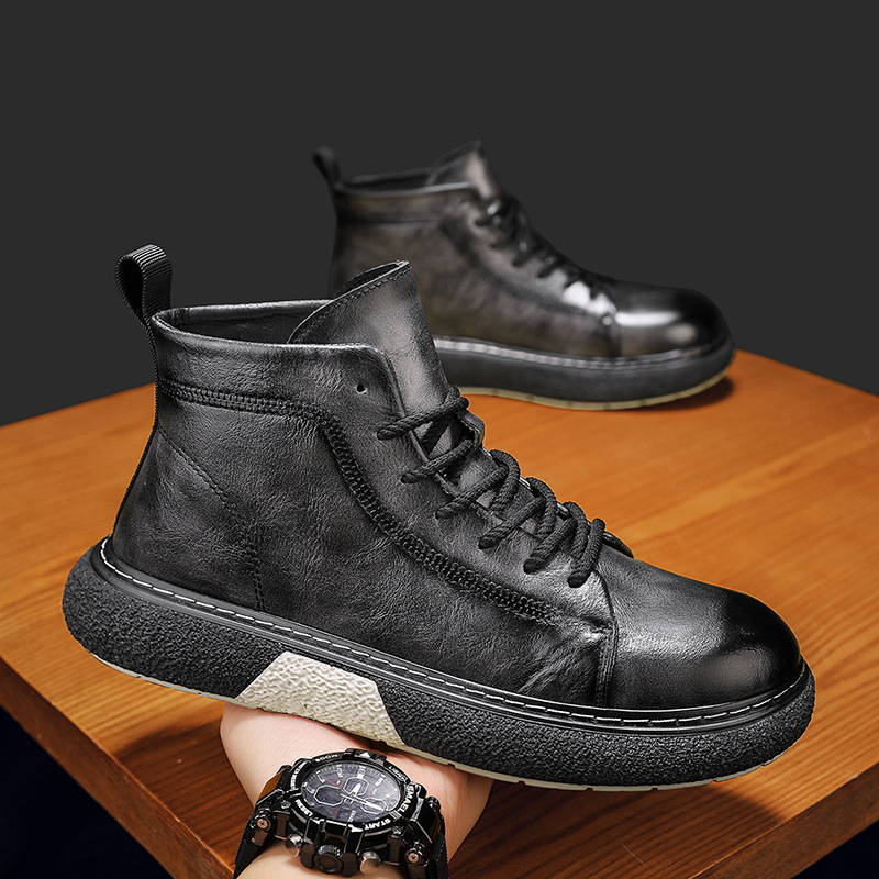 Wysokie buty Martin 2024 jesień nowy casual sport trend skóra wodoodporna i odporna na zużycie odzież robocza modne buty męskie_voghion.com