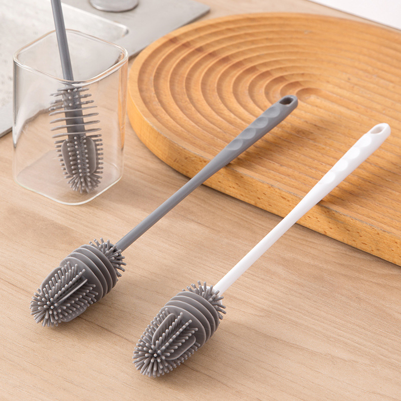 Household Multifunctional Silicone Cup Brush Water Cup Teapot Cleaning Artifact Kitchen Long Handle Brush Bottle Cleaning Brush
