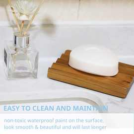 淋浴木肥皂盘木质装饰沐浴皂架木制肥皂保存器波浪设计海绵架