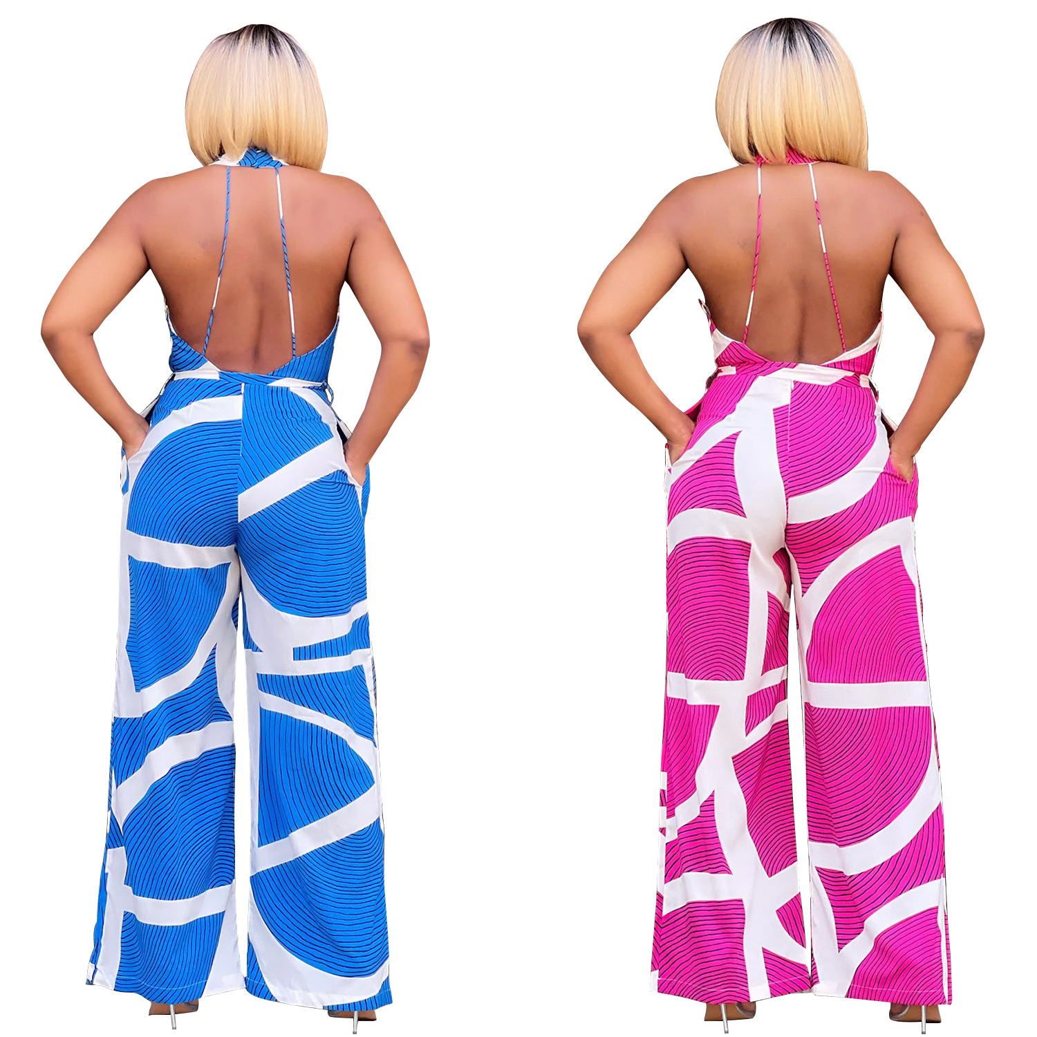 C6985 Aliexpress transfronterizo Amazon estación independiente de moda europea y americana prendas de mujer impresas exquisitas sin mangas V-collar vestido