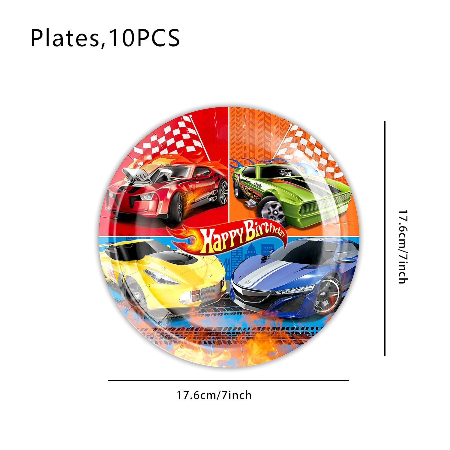 Праздничная посуда и набор для декора Hot Wheels, принт гонка‑кар, одноразовый комплект (стаканы, тарелки, салфетки, воздушные шары)