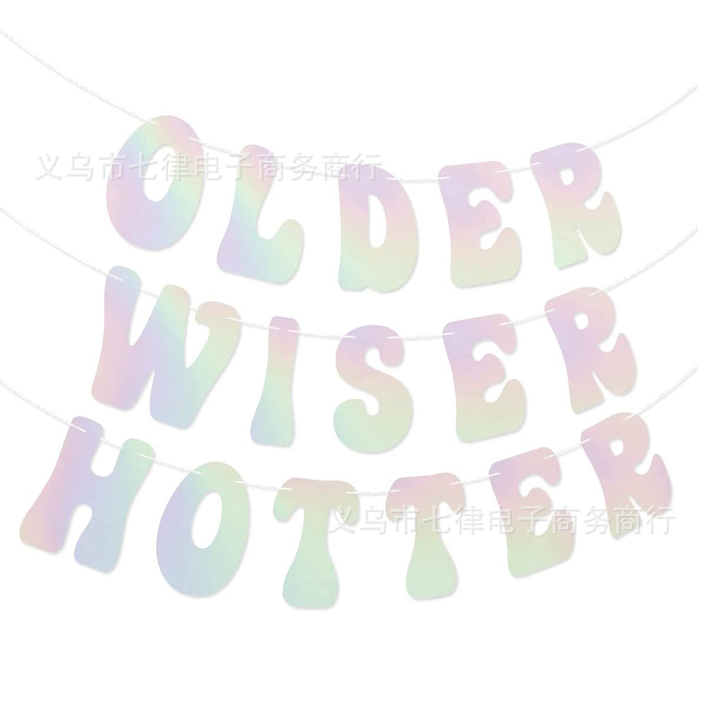 Mayor más sabio más caliente color mágico plata cebolla en polvo cumpleaños tire bandera disco cumpleaños fiesta decoración banner