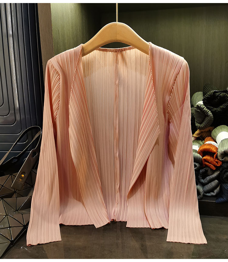 Áo khoác vest nữ xếp ly cao cấp cổ bẻ dài tay mẫu mới xuân hè — Màu xanh lam nhạt, Màu xanh lục nhạt, Màu đen, Màu hồng chi tiết 16