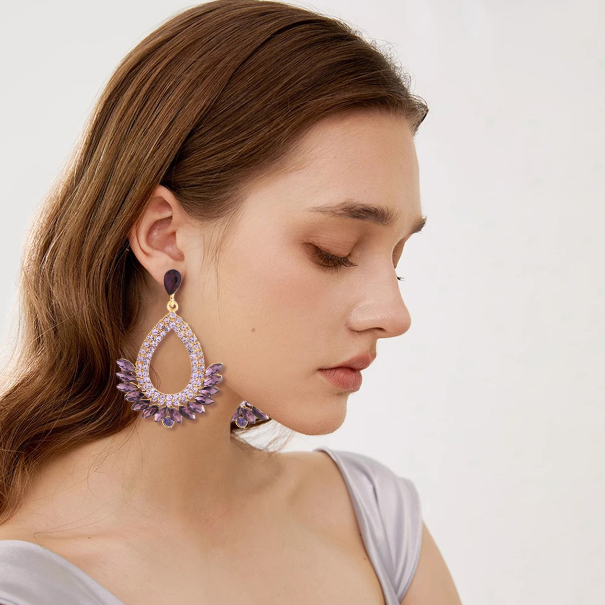 16g Weight Alloy Ear Needle Material Zircon Inlay Material Drop Earrings Classification 1 Pair Quantity Holiday, Daily Occasion Alloy Material Water Droplets Pattern Spring&Summer Season Women's Gender Inlay Design Vacation, Simple Style Style 1 Pair Vacation Simple Style Water Droplets Inlay Alloy Zircon Drop Earrings 1