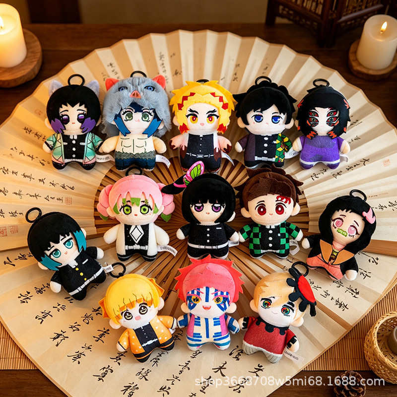 Anime Cross-Border Demon Slayer Plush Doll Pendant Standing Posture Tanjiro Nezuko Inosuke Merchandise Cross-Border Wholesale