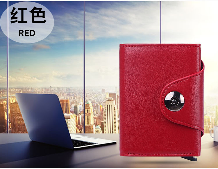 コンパクト 財布 円形金具付き本革三つ折りミニ財布