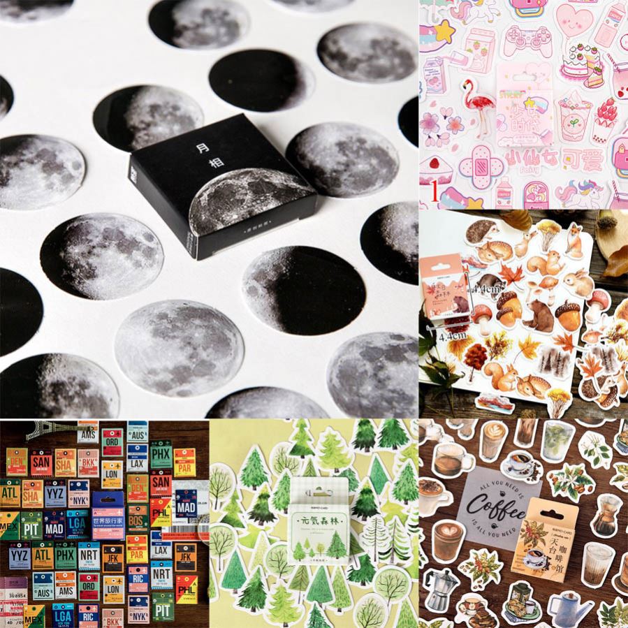 45pcs/box Stationery Stickers Vaporwave DIY Planet Sticky