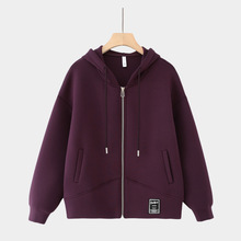 欧洲站空气棉连帽拉链衫外套女百搭洋气休闲版宽松大码上衣秋冬款