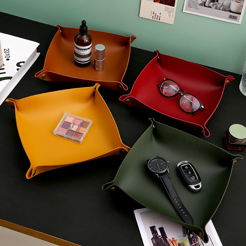Nordic Double-Sided Leather Storage Tray Ins-Style Miscellaneous Organizer Desktop Coffee Table Remote Control Storage Box Key Tray Nordic Double-Sided Leather Storage Tray Ins-Style Miscellaneous Organizer Desktop Coffee Table Remote Control Storage Box Key Tray