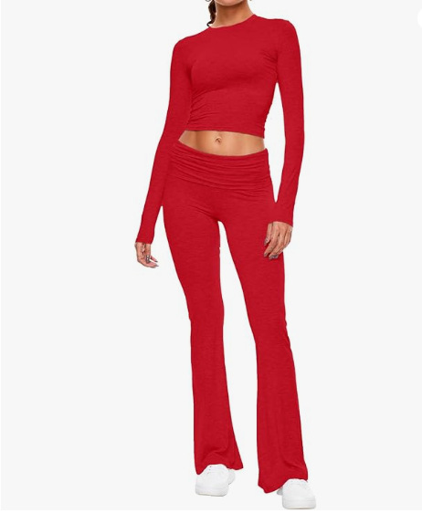 336g Weight Long Sleeve Sleeve Length Spandex, Polyester Fabric Type Pant Co-ord Set Sets Type 2 Pieces Set Quantity Holiday, Daily Occasion Round Neck Neckline Slim Fit Type Solid Color Pattern Summer, Spring Season Women's Gender Streetwear Style Holiday Daily Women's Streetwear Solid Color Spandex Polyester Pant Co-ord Set Pants Sets 29