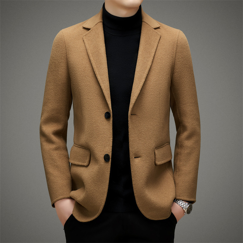 Men's Autumn And Winter Woolen Suit Jacket Casual Sheep Wool Suit Jacket90 White Duck Down Lining