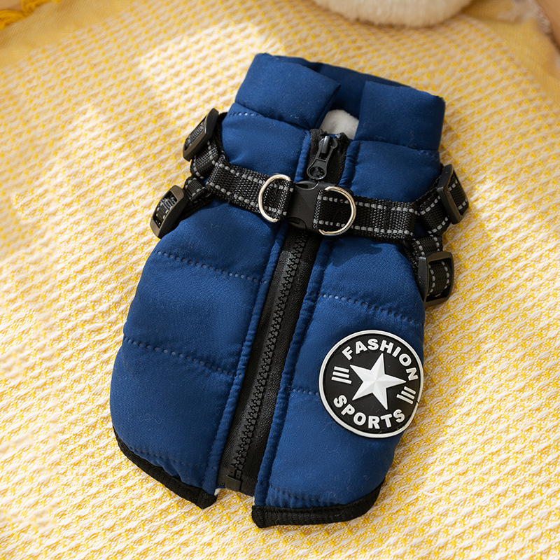 Transfronterizos amarillos de moda para salir tracción chaleco gatos a prueba de viento espalda de pecho grueso ropa de mascota gatos al por mayor