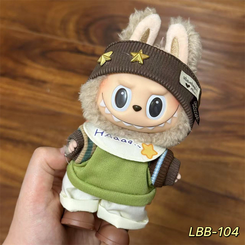 Labubu 着用可能なベビー服ビニールラブブ 17 センチメートル人形かわいいドレスアップカジュアルスーツスカートぬいぐるみ服|undefined