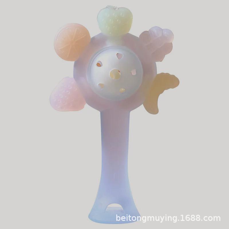 Diente de goma para bebés dientes fijos palito de molienda juguetes de campana palma de silicona mordida puede hervir la mano