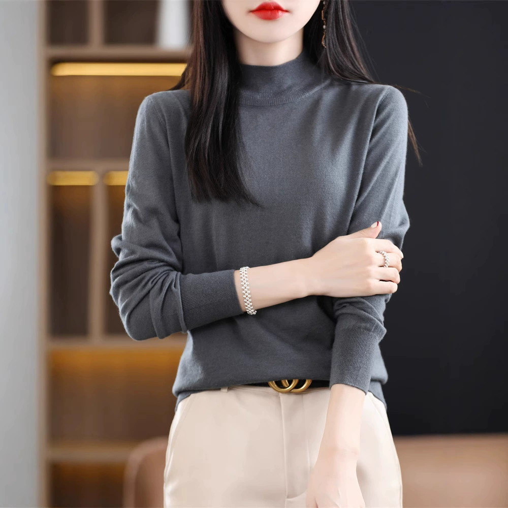 Свитер с половиной воротником женский шерстяной нижний свитер 2025 новый весенний и осенний
