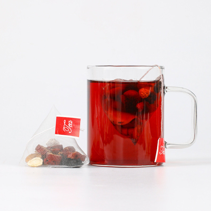 Apple Hawthorn Tea Pyramid Bags (Malus & Crataegus) — Herbal Fruit Blend with Goji & Jujube in use
