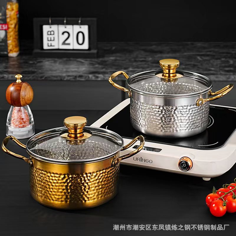 304不锈钢单人小火锅商用电磁炉锤纹一人一锅会所酒店自助涮涮锅