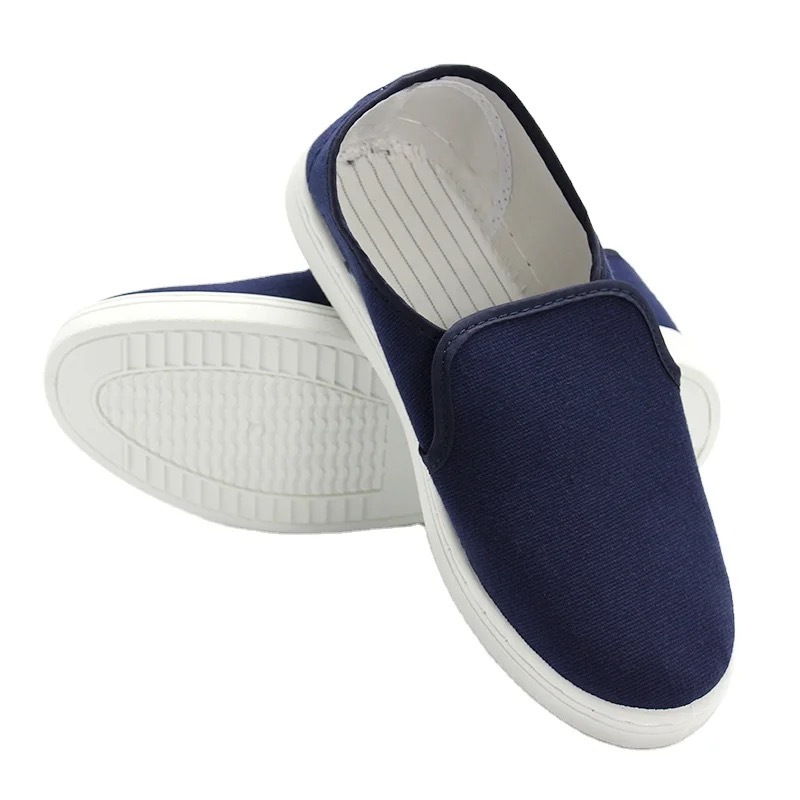 ESD防静电防护防滑PVC帆布中巾四眼无尘洁净室车间男女款帆布布鞋