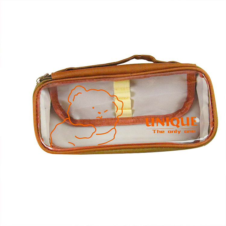 Oxford tela de gran capacidad caja de lápiz al por mayor multifuncional estudiante caja de lápiz transparente caja de lápiz de doble capa caja de papelería bolsa de papelería