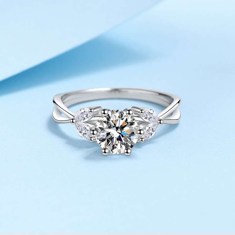 S925 sterling silver ring female pt950 platinum moissanite marriage ring empty support meson factory direct wholesale