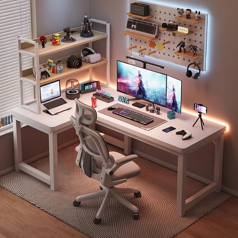 Corner Computer Table Desktop E-Sports Table Home Double Desk Bookshelf Combination Bedroom L-Shaped Corner Table Game Table