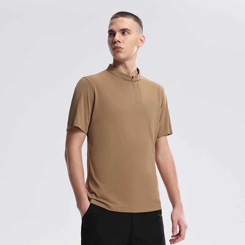 Camiseta Deportiva de Secado Rápido, Transpirable y Refrescante para Correr al Aire Libre, con Media Cremallera, Nueva Colección Verano 2025, Comercio Exterior Transfronterizo