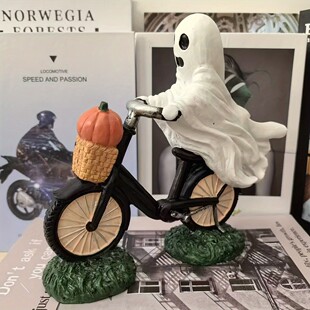 Cross-border Ghost Bike Pumpkin Halloween Decoration Ghost on bike with pinkpumpkinA24