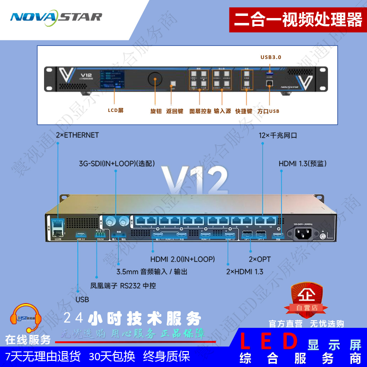诺瓦V12【12网口780万像素】二合一视频处理器/LED视频控制器大屏