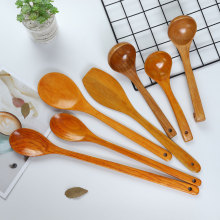 柯木金黄漆日式长柄木铲子料理勺搅拌勺煎铲木质厨房烹饪用具批发