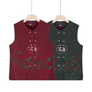 2024 autumn and winter new middle-aged women's clothing mother's clothing fashion new Chinese style color national style sleeveless vest waistcoat waistcoat back