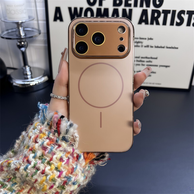适用iPhone17promax大视窗磨砂磁吸手机壳苹果16原机色电镀保护套|undefined