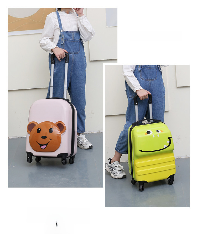 Cartoon children's luggage case 18 inch universal wheel suitcase cute animal 3D student luggage can be printed