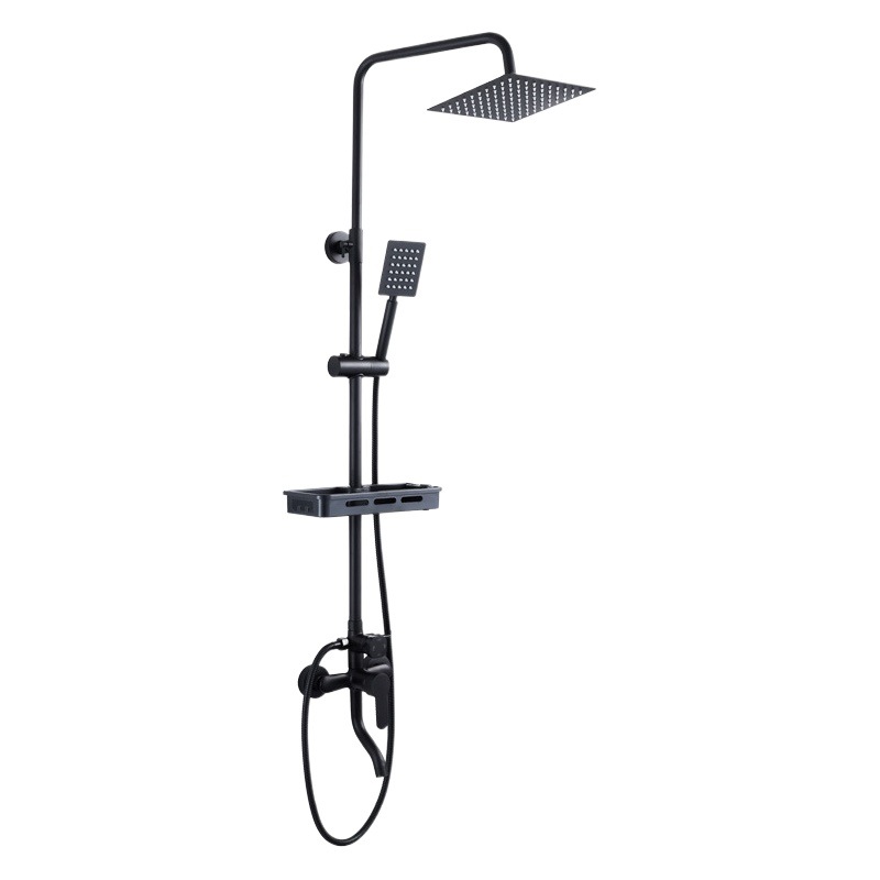 Juego completo negro de ducha con pantalla digital de temperatura constante, grifo de ducha de baño totalmente de cobre, juego completo de venta al por mayor transfronteriza