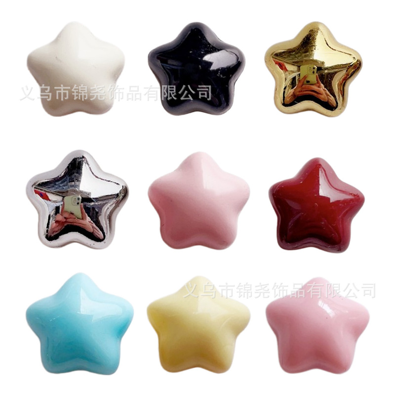 Electroplated Silver Five-Pointed Star DIY Craft Materials Phone Case Resin Stickers Shoe Buckles Hair Clips Star Accessories Wholesale Electroplated Silver Five-Pointed Star DIY Craft Materials Phone Case Resin Stickers Shoe Buckles Hair Clips Star Accessories Wholesale