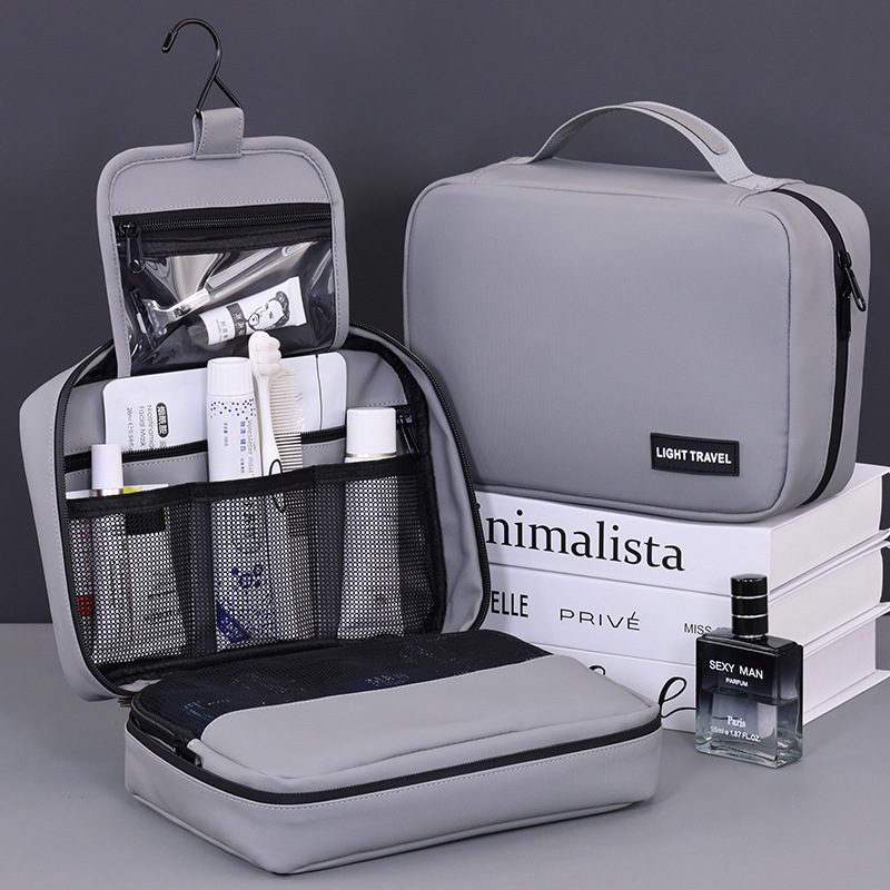 Bolsa de lavado de viaje de alta gama para hombres con separación portátil en seco y húmedo para viajes de negocios, bolsa de almacenamiento impermeable, bolsa de cosméticos, gran capacidad