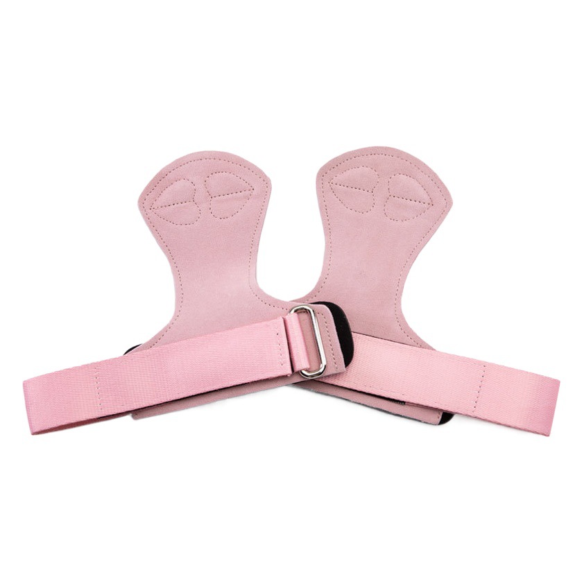 Cowhide hard pull strength band fitness gloves wrist guard female peach heart Palm protection pull-up grip band