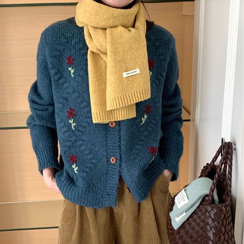 新款含羊毛混纺冬季围巾女纯色针织韩版清新甜美时尚百搭保暖围脖|undefined