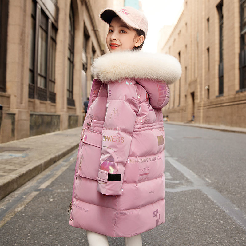 Nuovo stile giacca imbottita in cotone per ragazze giacca invernale con cappuccio per bambini celebrità di Internet giacca imbottita in cotone invernale per bambini di media lunghezza_voghion.com
