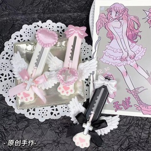 Girly Heart Cat Claw Angel Wings Portable Unboxing Utility Knife Mini Version Student Handbook Knife Portable ins Style
