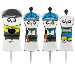 New golf wood club cover, club cap cover, cute cartoon panda embroidered club head protective cover, cross-border hot selling