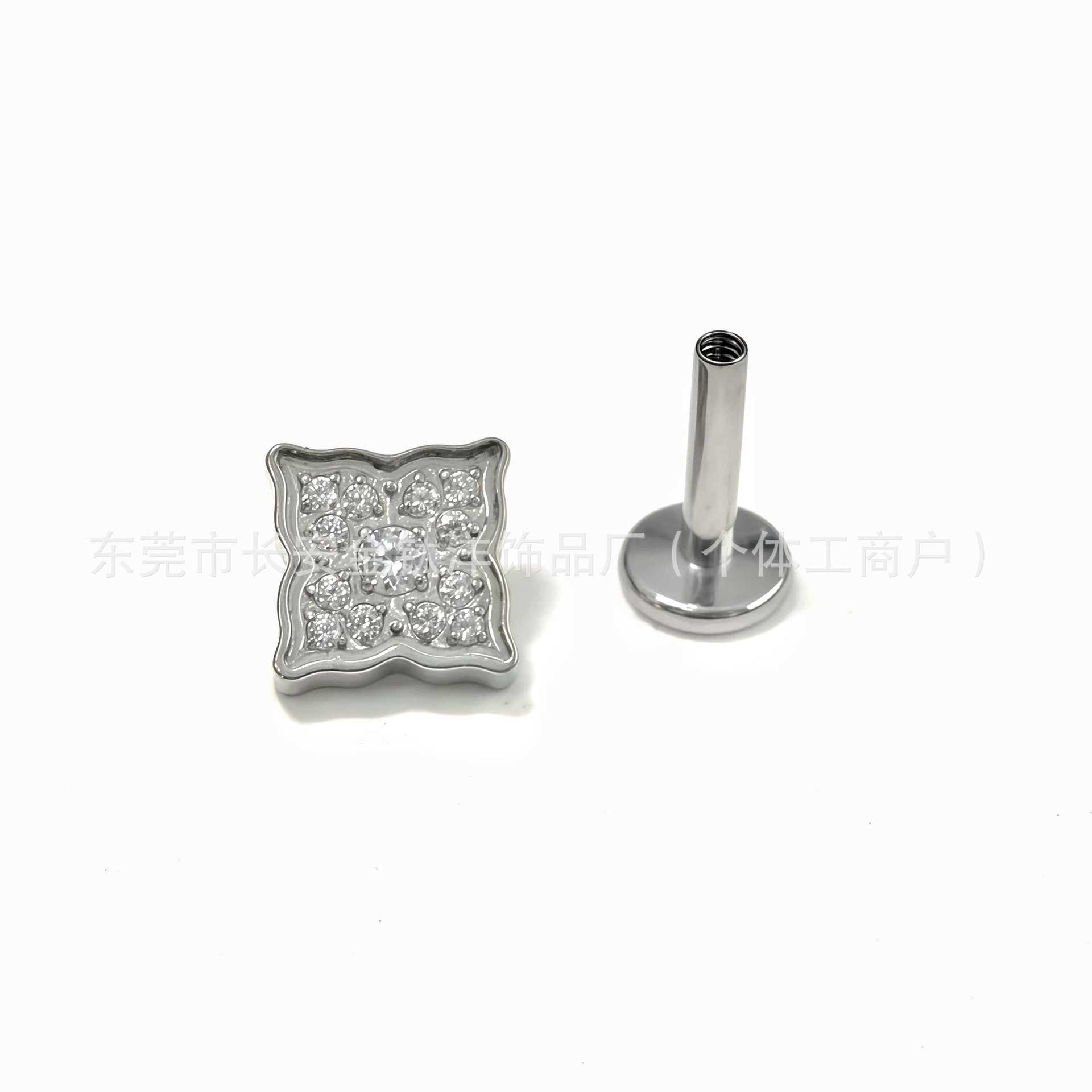 F136 Titanium Flower Inlaid 5A Zircon Earrings Lip Nose Studs Ear Bone Nails G23 Titanium Alloy Body Piercing Jewelry detail image 4