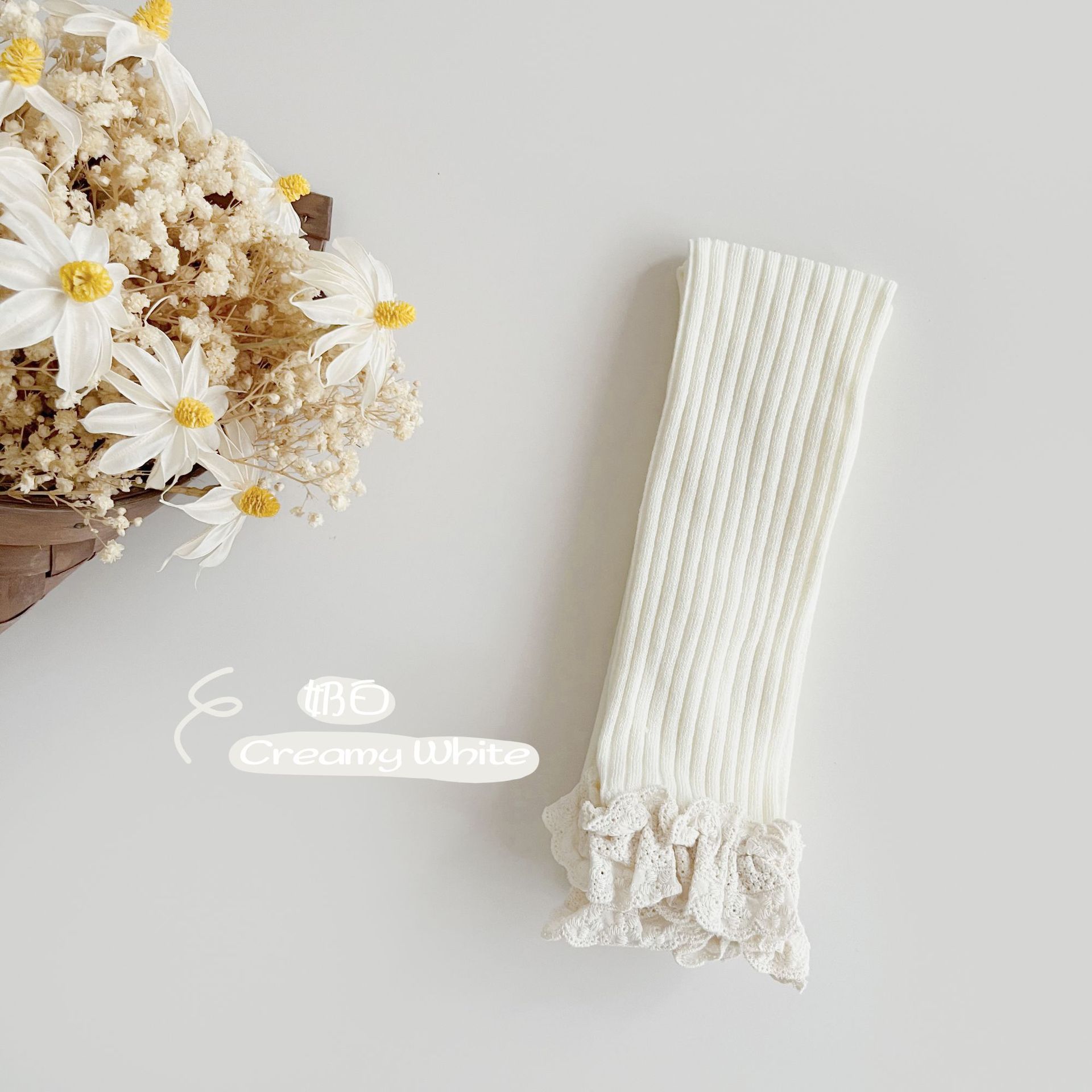 Zheng Qiqi niñas leggings de encaje de otoño pantalones de medias para niños de color sólido, pantalones de nueve puntos, leggings para bebés